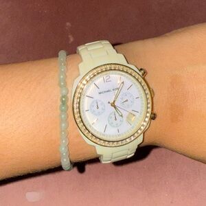 Michael Kors Ivory and Gold Timepiece